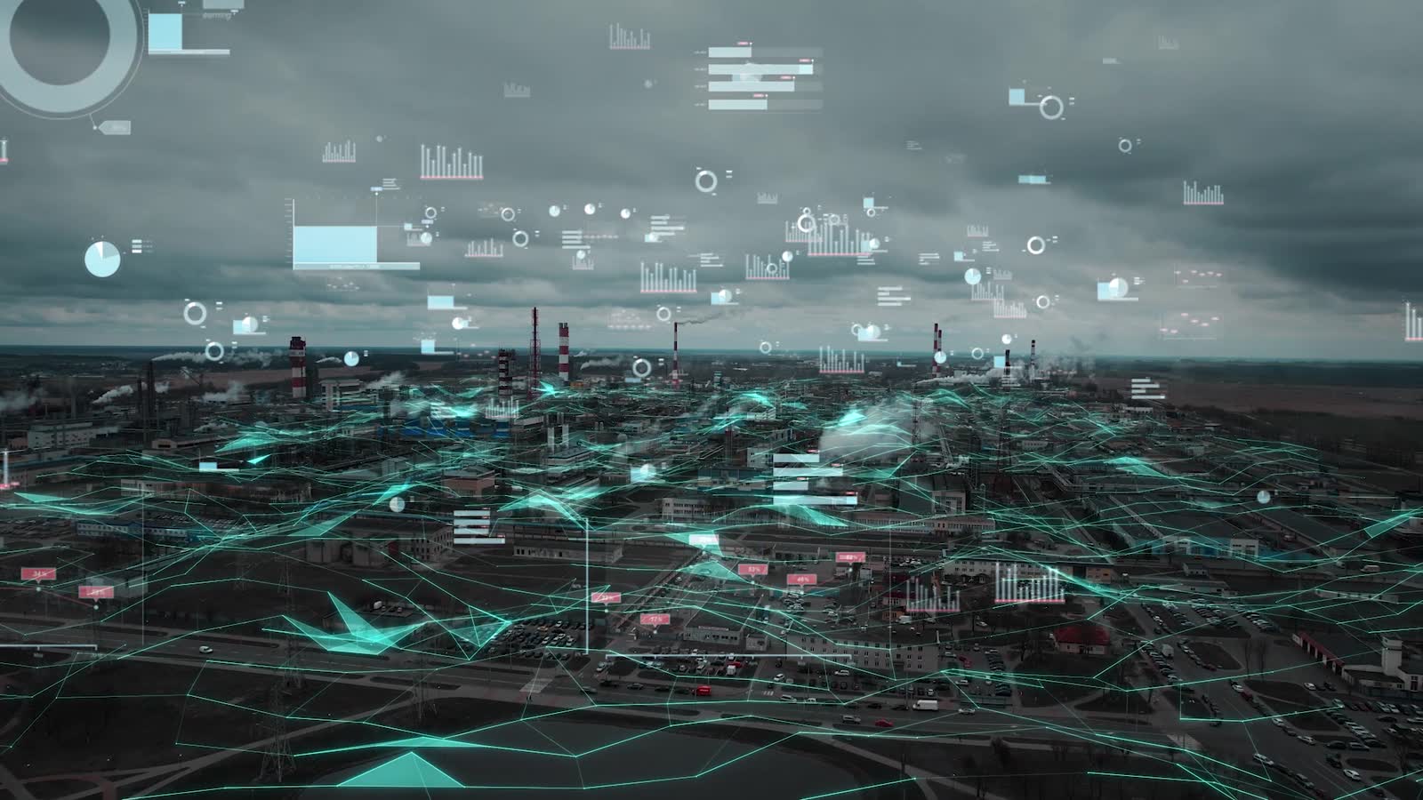 Industrial site with data visualisation overlay