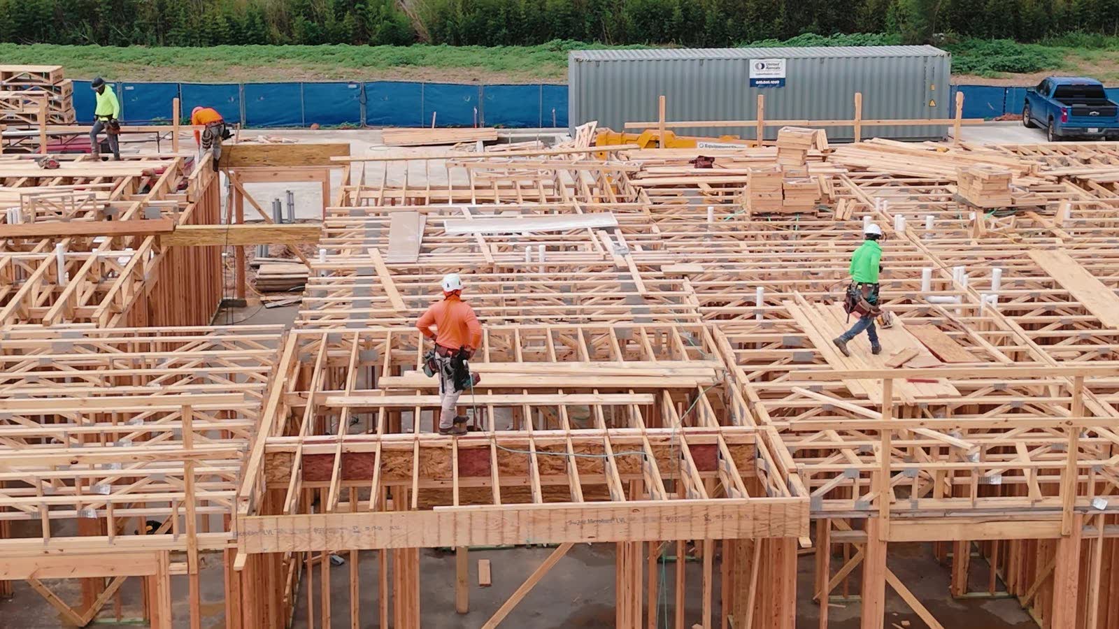 Aerial view of a multifamily construction site